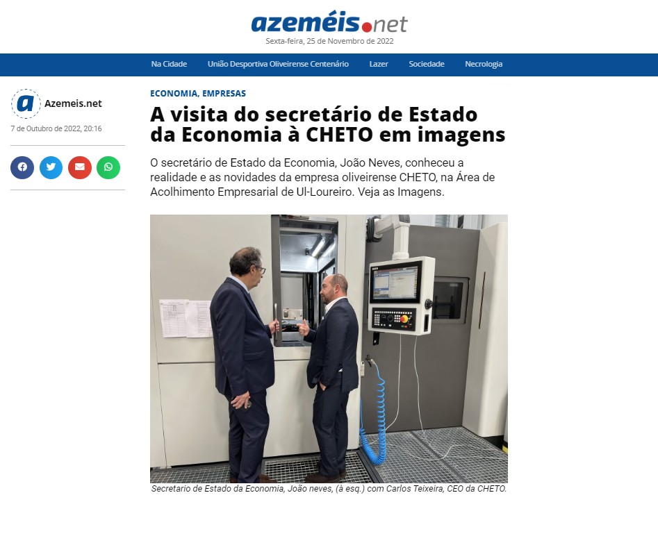 Artigo azeméis.net: A visita do secretário de Estado da Economia à CHETO